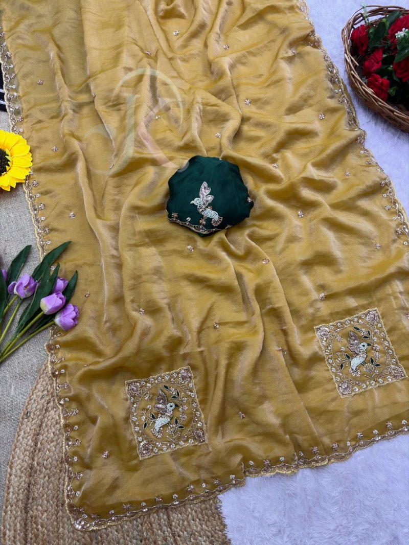 Jk 502 Soft Fabric Embroidery Work Saree
